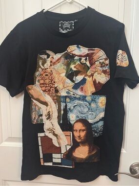 Rebel Insane Graphic Art Tee | Mona Lisa & Starry Night | Size Small F